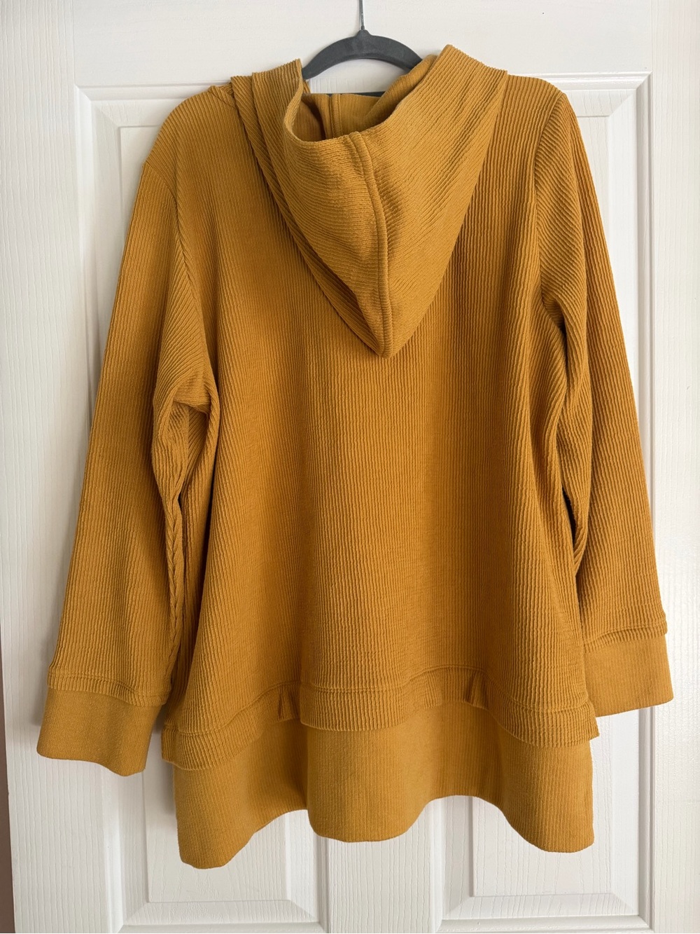 J. Jill Mustard Waffle Knit Tunic Hoodie Pullover Size L - Picture 2 of 11
